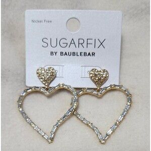SUGARFIX HEART RHINSTONE GOLD TONE EARRINGS